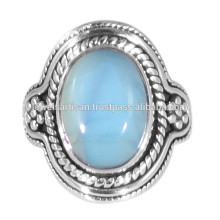 Natural Larimar Gemstone 925 Sterling Silver Ring Jewelry